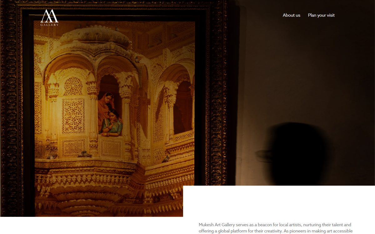 Mukesh Art Gallery website homepage