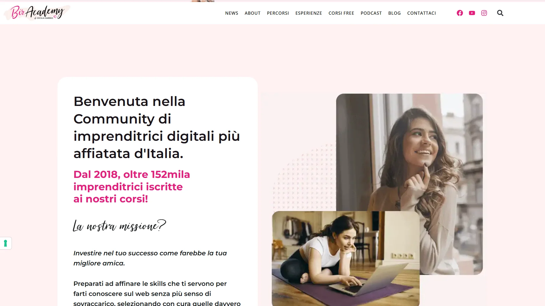 Biz Academy website homepage