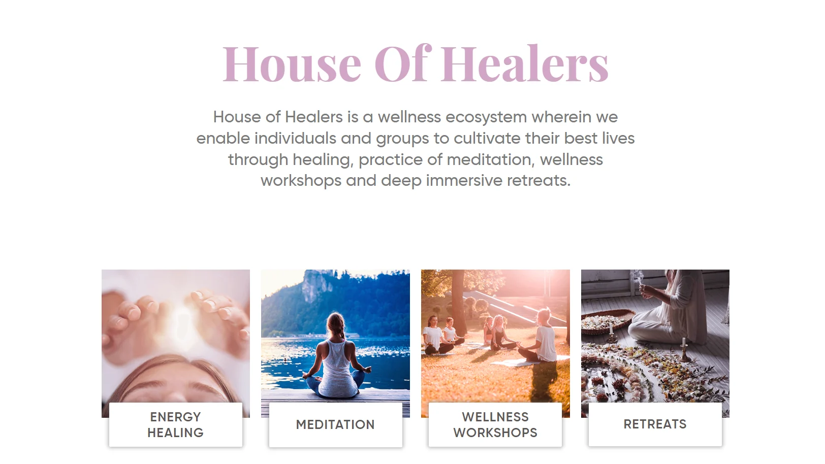 House of Healers website homepage